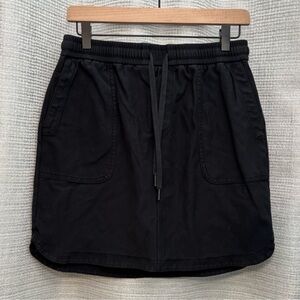 Athleta | Cotton Drawstring Black Pencil Mini Skirt Casual | Small